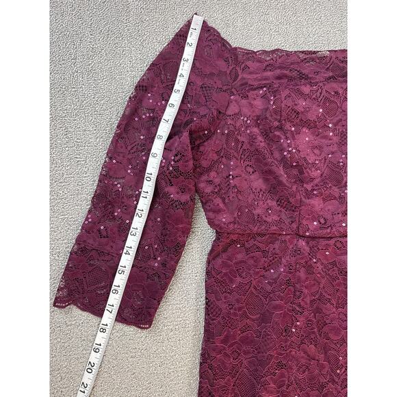 NWT Torrid Dress Size 18 Off the Shoulder Lace Sequin Cocktail Holiday Burgundy - Picture 10 of 11